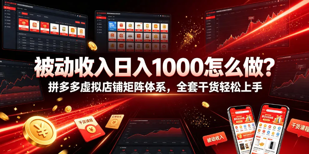 被动收入日入1000怎么做？拼多多虚拟店铺矩阵体系，全套干货轻松上手【揭秘】-来缘阁