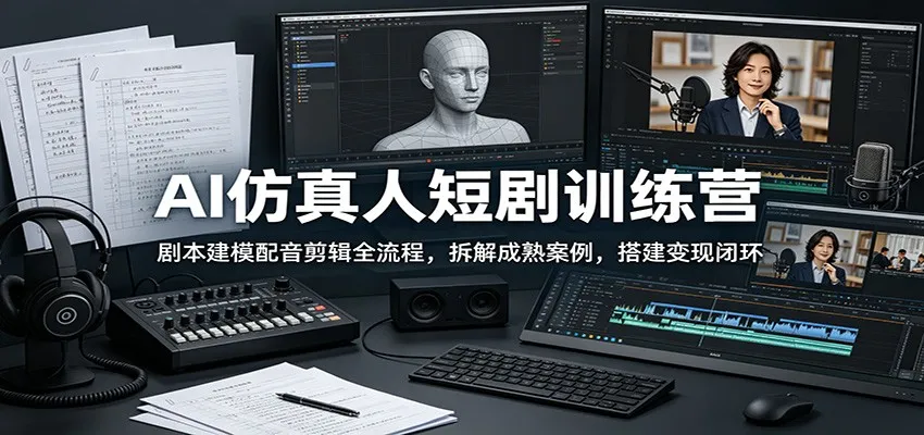AI仿真人短剧训练营：剧本建模配音剪辑全流程，拆解成熟案例，搭建变现闭环-来缘阁
