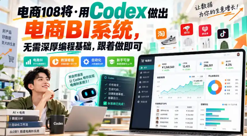 电商108将·用Codex做出电商BI系统，无需深厚编程基础，跟着做即可(更新1026)-来缘阁