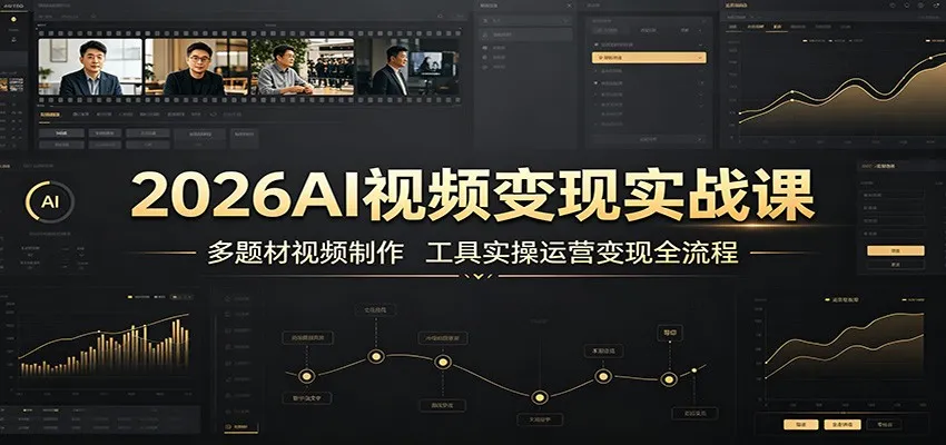 2026AI视频变现实战课：多题材视频制作，工具实操运营变现全流程-来缘阁