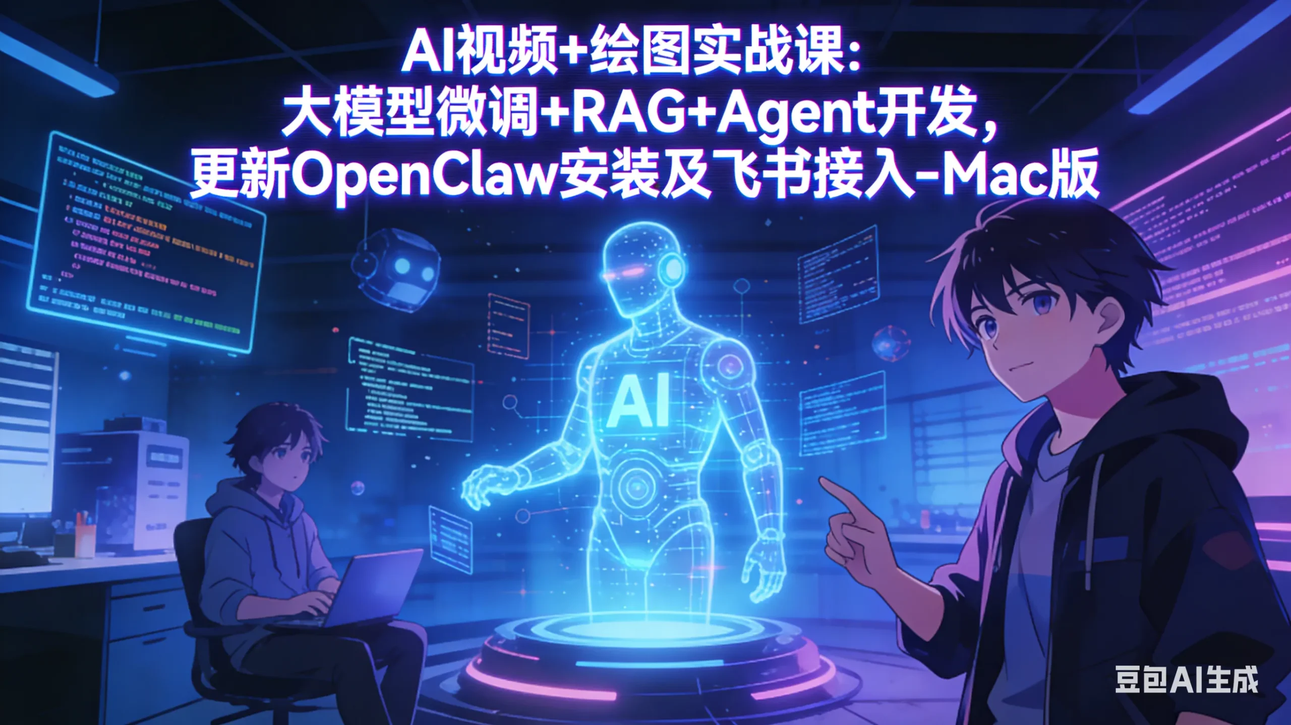 AI视频+绘图实战课：大模型微调+RAG+Agent开发，更新OpenClaw安装及飞书接入-Mac版-来缘阁