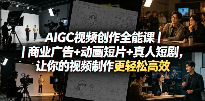 AIGC视频创作全能课｜商业广告+动画短片+真人短剧，让你的视频制作更轻松高效-来缘阁
