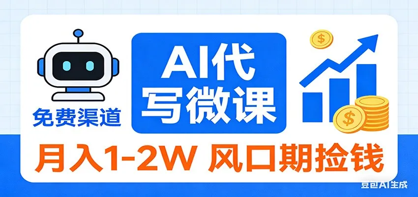 2026告别打工！AI 代写微课，提供免费渠道，月入 1-2W 风口期捡钱-来缘阁