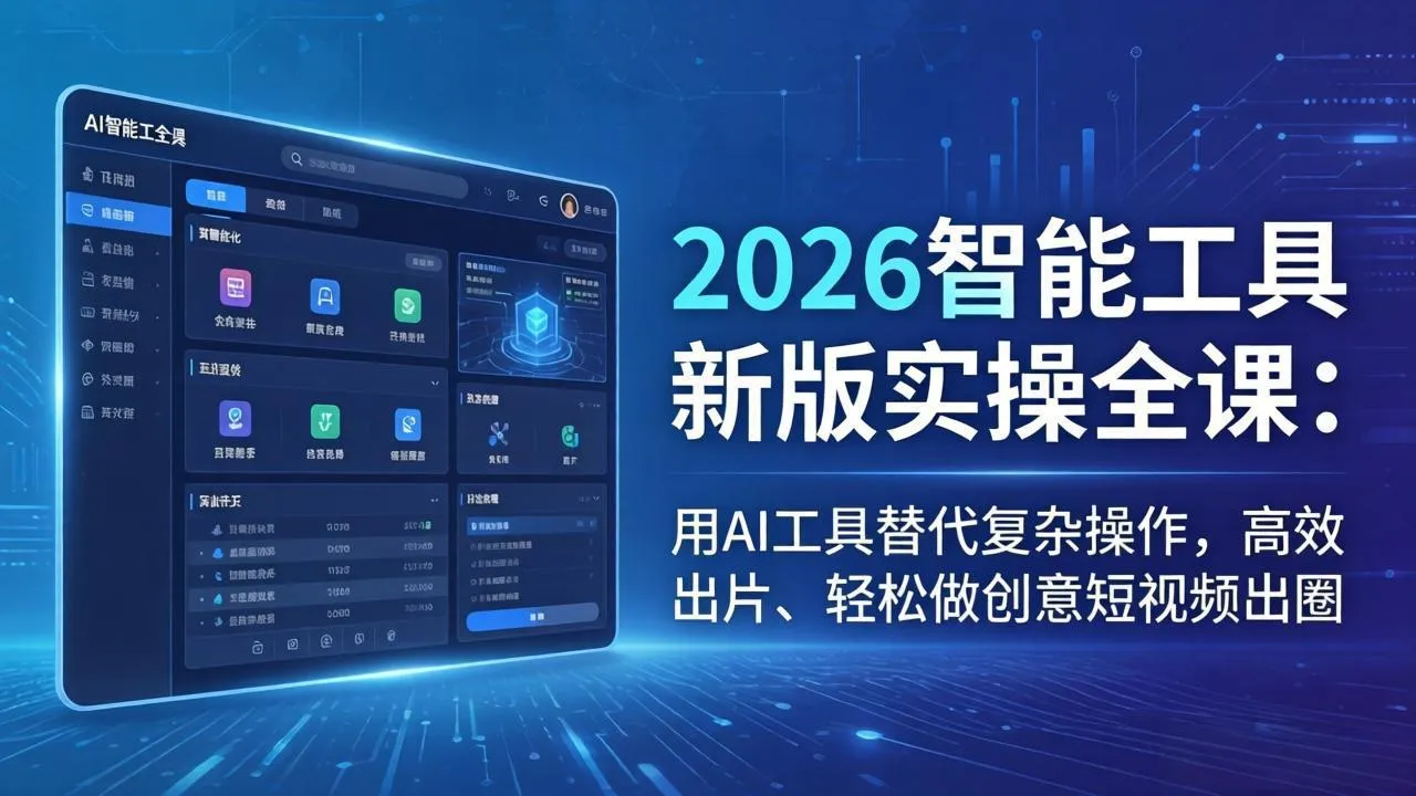 2026智能工具新版实操全课：用AI工具替代复杂操作，高效出片、轻松做创意短视频出圈-来缘阁