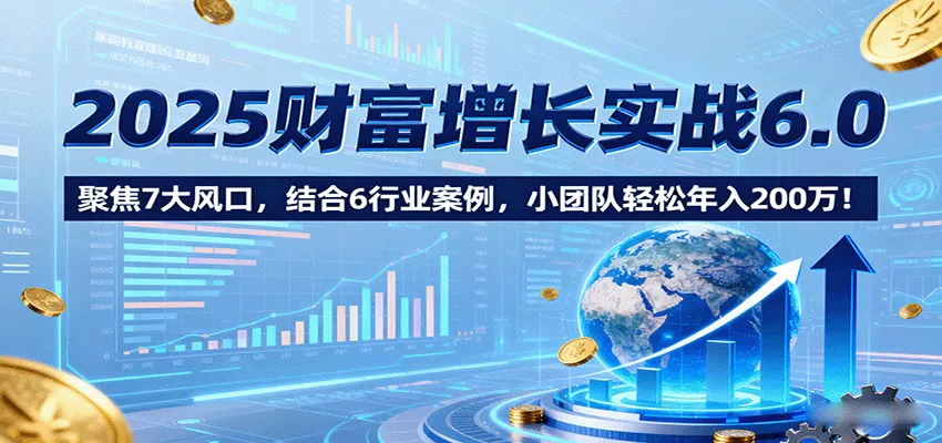 2025财富增长实战6.0，聚焦7大风口，结合6行业案例，小团队轻松年入200万！-来缘阁