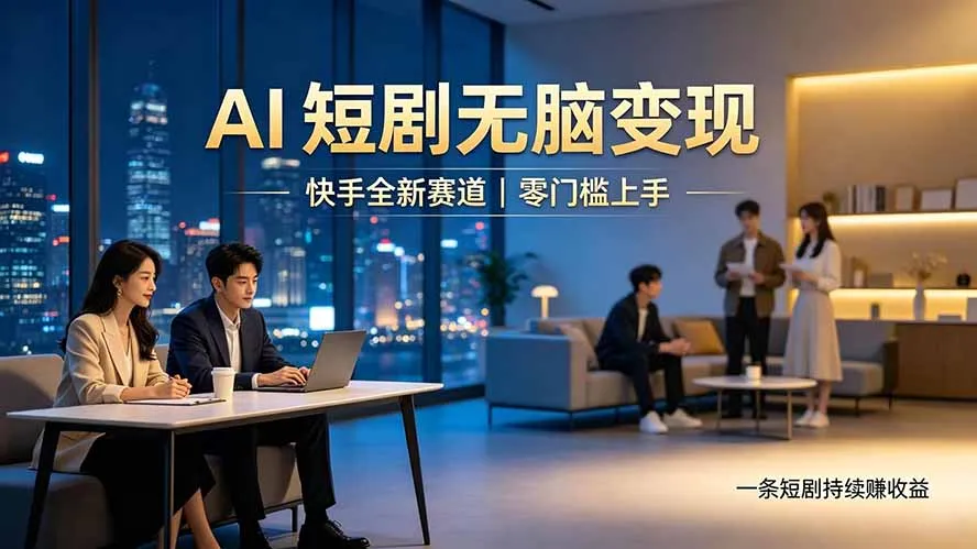 别乱找副业了，快手 AI 短剧零门槛长久被动增收-来缘阁