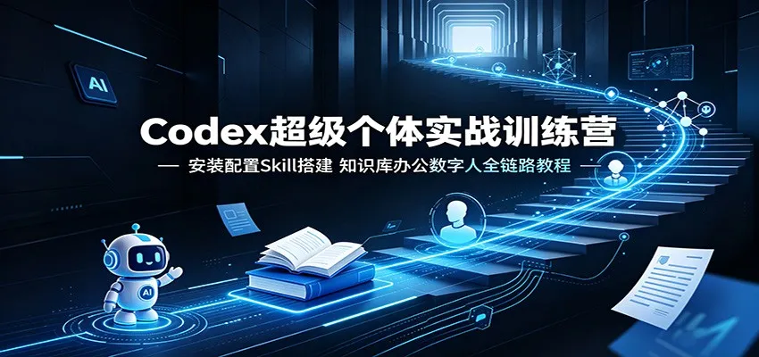 Codex超级个体实战训练营:安装配置Skill搭建,知识库办公数字人全链路教程-来缘阁