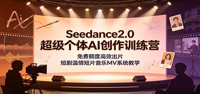 Seedance2.0超级个体AI创作训练营：免费额度高效出片，短剧温情短片音乐MV系统教学-来缘阁