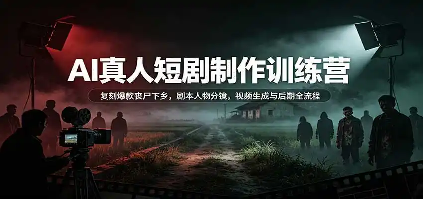AI真人短剧制作训练营：复刻爆款丧尸下乡，剧本人物分镜，视频生成与后期全流程-来缘阁