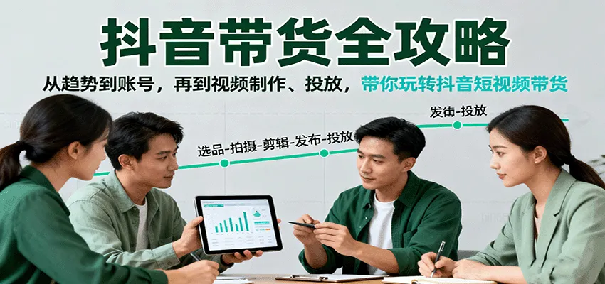 抖音带货全攻略：从趋势到账号，再到视频制作、投放，带你玩转抖音短视频带货-来缘阁