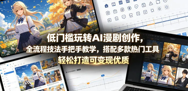 低门槛玩转AI漫剧创作，全流程技法手把手教学，搭配多款热门工具，轻松打造可变现优质作品-来缘阁