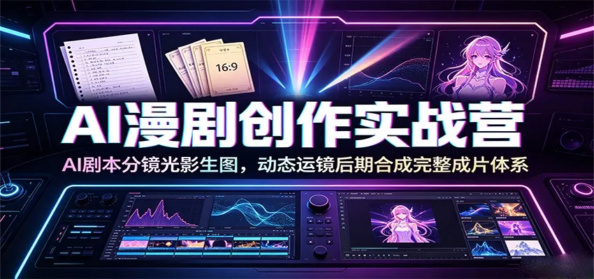 AI漫剧创作实战营：AI剧本分镜光影生图，动态运镜后期合成完整成片体系-来缘阁