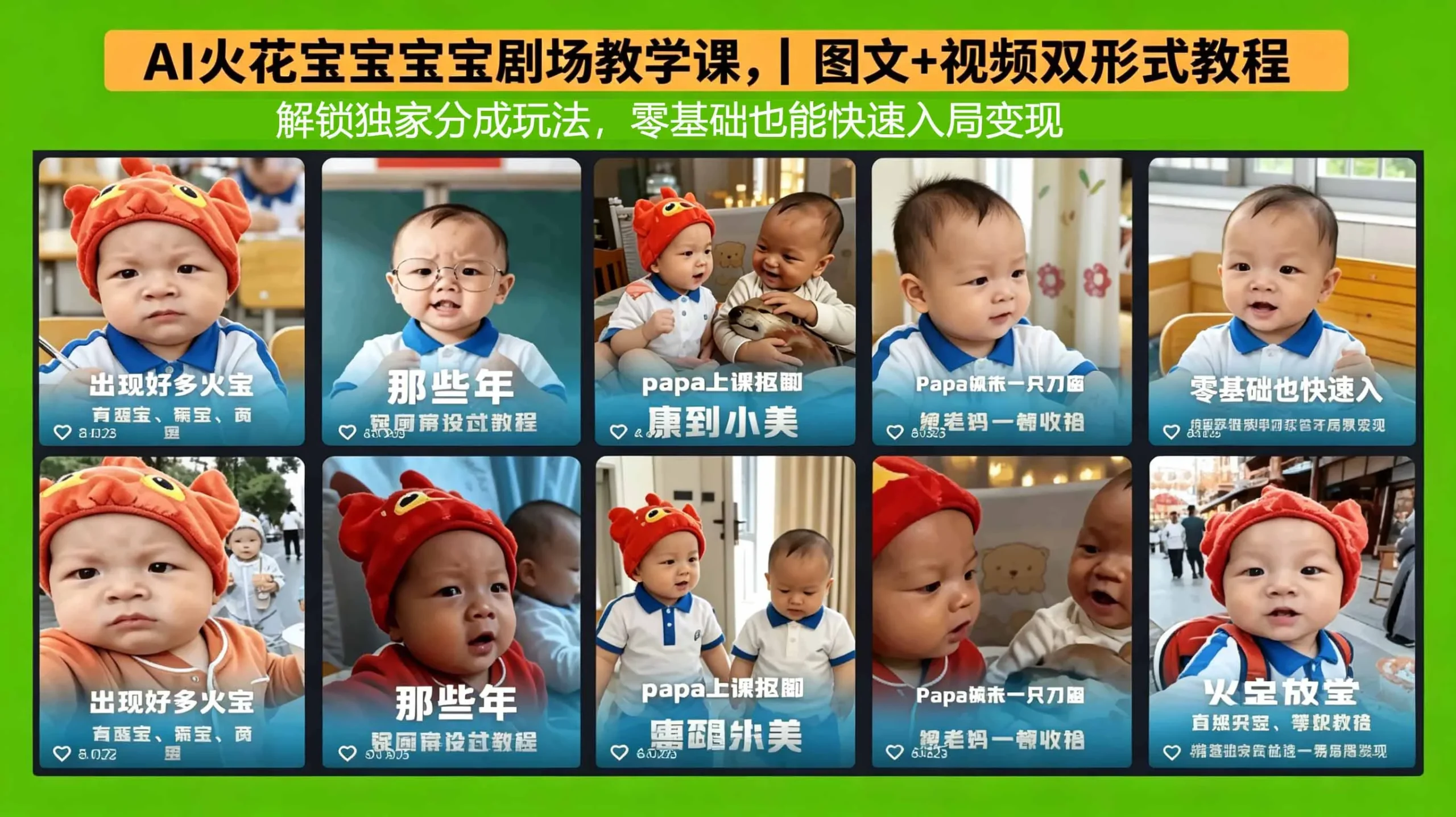 AI火花宝宝宝宝剧场教学课，图文+视频双形式教程，解锁独家分成玩法，零基础也能快速入局变现-来缘阁