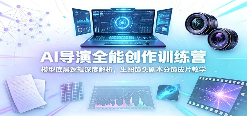 AI导演全能创作训练营：模型底层逻辑深度解析，生图镜头剧本分镜成片教学-来缘阁