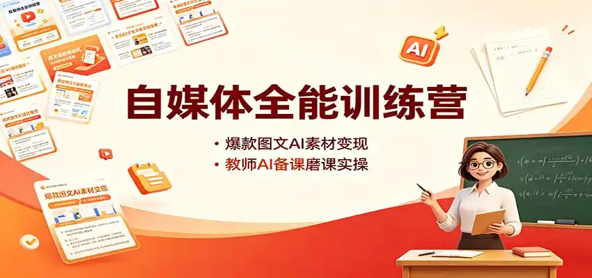 自媒体全能训练营：爆款图文AI素材变现，教师AI备课磨课实操-来缘阁