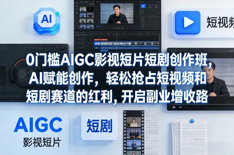 0门槛AIGC影视短片短剧创作班，AI赋能创作，轻松抢占短视频和短剧赛道的红利，开启副业增收路-来缘阁