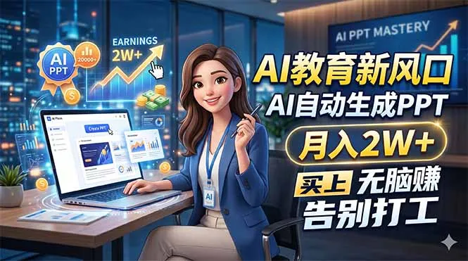 AI教育新风口，AI自动生成PPT，月入2W+，无脑赚，告别打工-来缘阁