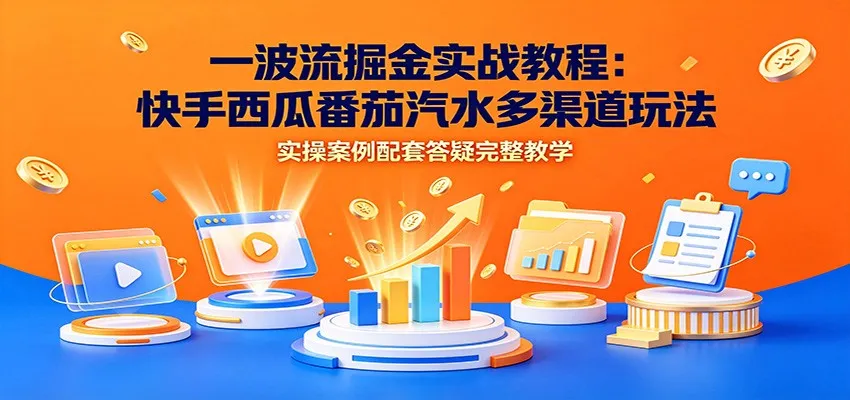 一波流掘金实战教程:快手西瓜番茄汽水多渠道玩法,实操案例配套答疑完整教学-来缘阁
