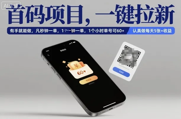 首码项目，一键拉新，有手就能做，几秒钟一单，1个小时单号可60+，认真做每天5张+收益【揭秘】-来缘阁