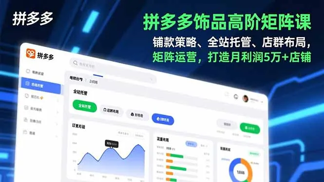 拼多多饰品高阶矩阵课，铺款策略、全站托管、店群布局，矩阵运营，打造月利润5万+店铺-来缘阁