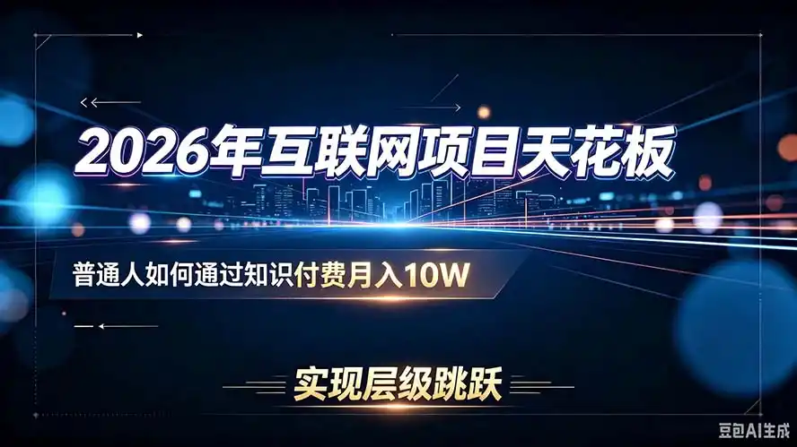 2026年互联网项目天花板：普通人如何通过知识付费月入10W，实现层级跳跃-来缘阁