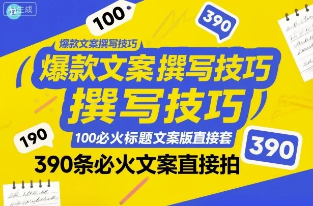 爆款文案撰写技巧，100个必火标题文案模版直接套，390条必火文案直接拍-来缘阁