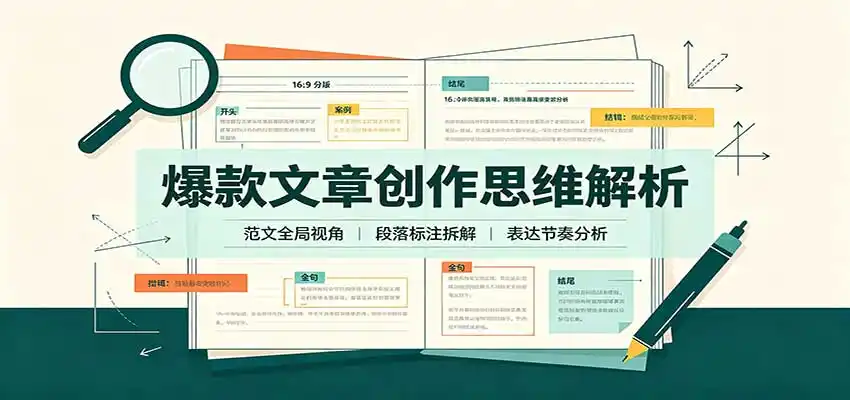 爆款文章创作思维解析:全局视角拆解范文,梳理行文逻辑,搭配真实拆文实操案例-来缘阁