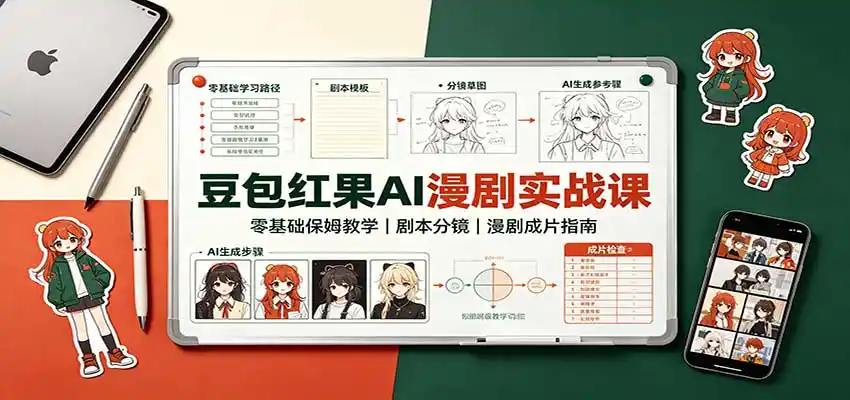 豆包红果AI漫剧实战课：零基础保姆教学，剧本分镜，漫剧成片指南-来缘阁