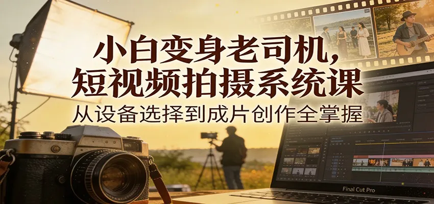 小白变身老司机，短视频拍摄系统课，从设备选择到成片创作全掌握-来缘阁
