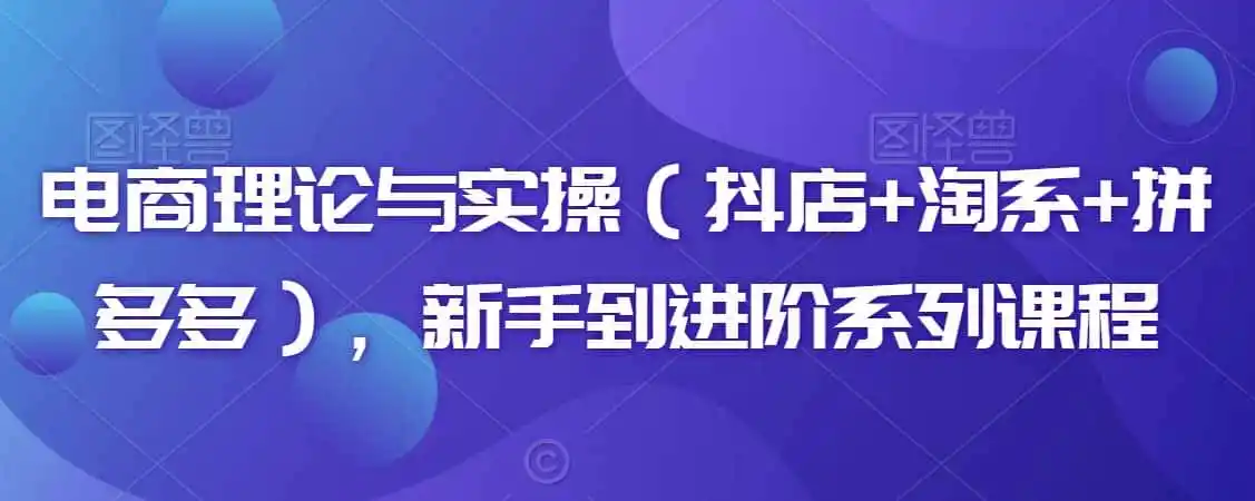 电商理论与实操（抖店+淘系+拼多多），新手到进阶系列课程-来缘阁