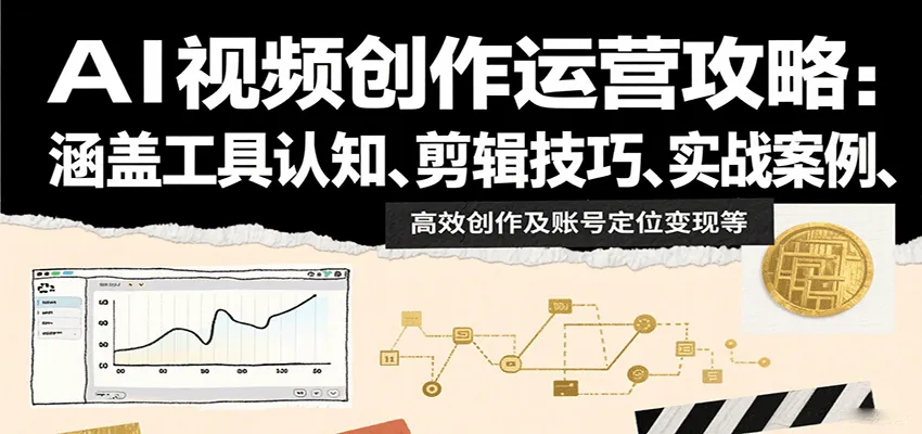 AI视频创作运营攻略:涵盖工具认知、剪辑技巧、实战案例、高效创作及账号定位变现等-来缘阁