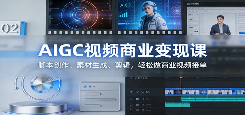 AIGC视频商业变现课：脚本创作、素材生成、剪辑，轻松做商业视频接单-来缘阁