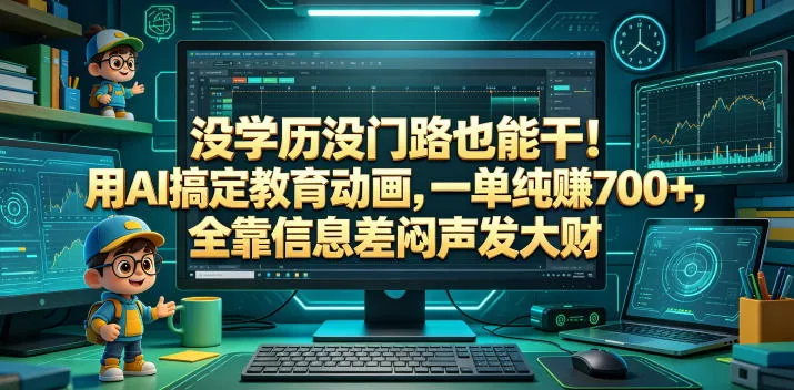 没学历没门路也能干！用AI搞定教育动画，一单纯賺700+，全靠信息差闷声发大财【揭秘】-来缘阁