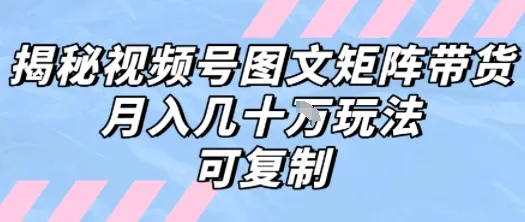 解密视频号图文矩阵带货,月入几个W的打法,可复制-来缘阁