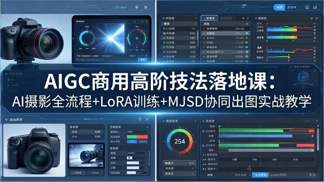 AIGC商用高阶技法落地课：AI摄影全流程+LoRA训练+MJSD协同出图实战教学-来缘阁