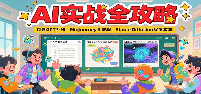 AI实战全攻略,包含GPT系列、Midjourney全流程、Stable Diffusion深度教学-来缘阁