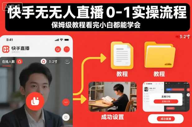 快手无人直播0-1实操流程，保姆级教程看完小白都能学会-来缘阁