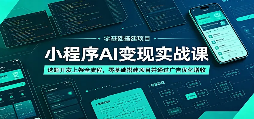 小程序AI变现实战课：选题开发上架全流程，零基础搭建项目并通过广告优化增收-来缘阁
