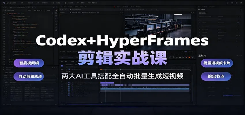 Codex+HyperFrames剪辑实战课：两大AI工具搭配全自动批量生成短视频-来缘阁