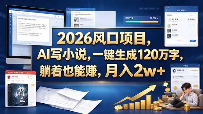2026 风口项目,AI 写小说,一键生成 120 万字,躺着也能赚,月入 2w +-来缘阁
