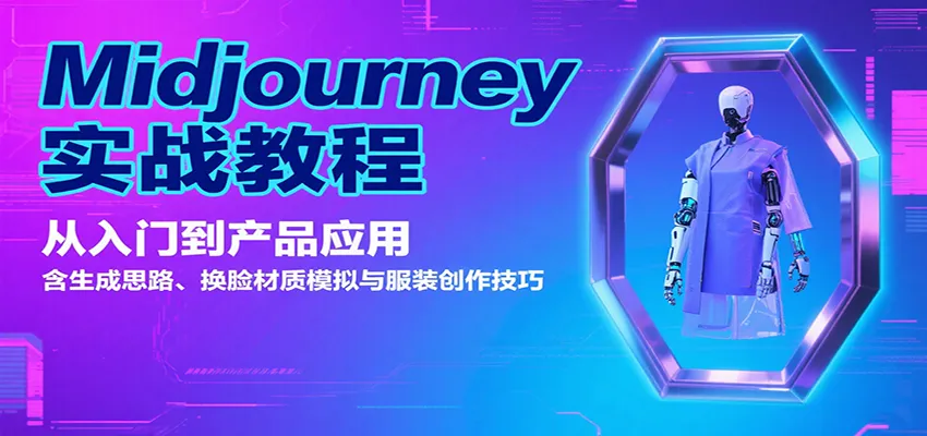Midjourney实战教程：从入门到产品应用，含生成思路、换脸材质模拟与服装创作技巧-来缘阁