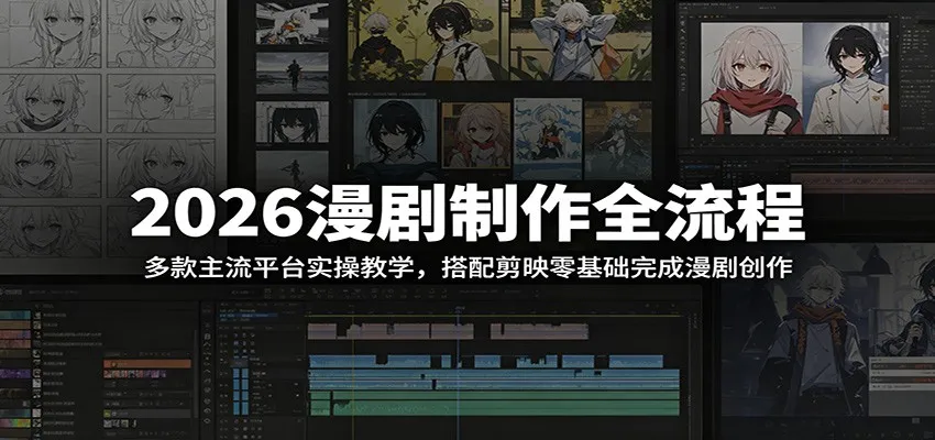 2026漫剧制作全流程：多款主流平台实操教学，搭配剪映零基础完成漫剧创作-来缘阁