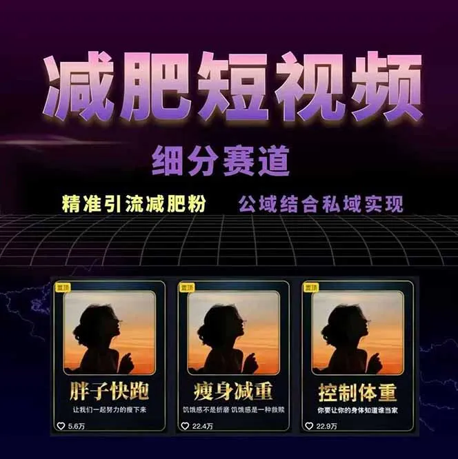 图片[1]-减肥短视频赛道运营课：素材准备-视频制作-引流变现全流程 (附素材-来缘阁