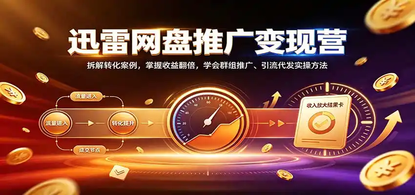 迅雷网盘推广变现营：拆解转化案例，掌握收益翻倍，学会群组推广、引流代发实操方法-来缘阁