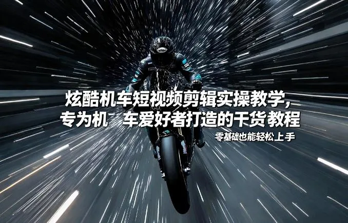 炫酷机车短视频剪辑实操教学，专为机车爱好者打造的干货教程，零基础也能轻松上手-来缘阁