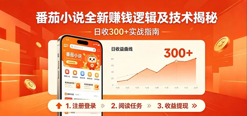 番茄小说全新赚钱逻辑及技术日收300+，小白新书皆可做！无脑赚就行了！-来缘阁