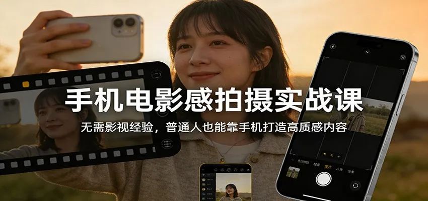 手机电影感拍摄实战课：无需影视经验，普通人也能靠手机打造高质感内容-来缘阁