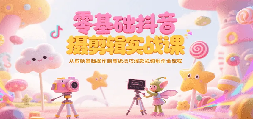 零基础抖音短视频拍摄剪辑实战课，从剪映基础操作到高级技巧爆款视频制作全流程-来缘阁