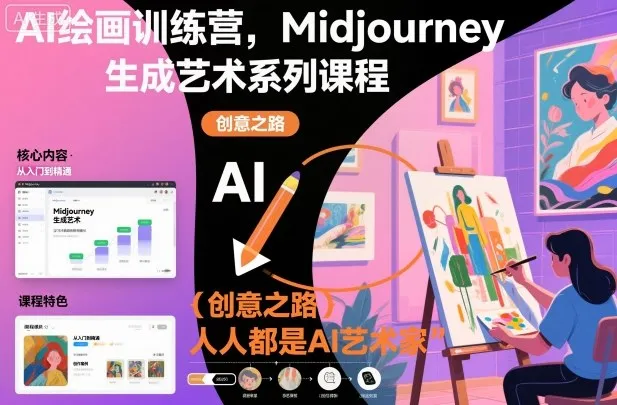 AI绘画训练营，Midjourney生成艺术系列课程，人人都是AI艺术家-来缘阁