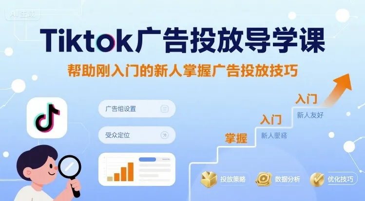 Tiktok广告投放导学课，帮助刚入门的新人掌握广告投放技巧-来缘阁